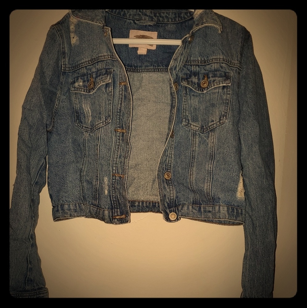 Distressed jean jacket